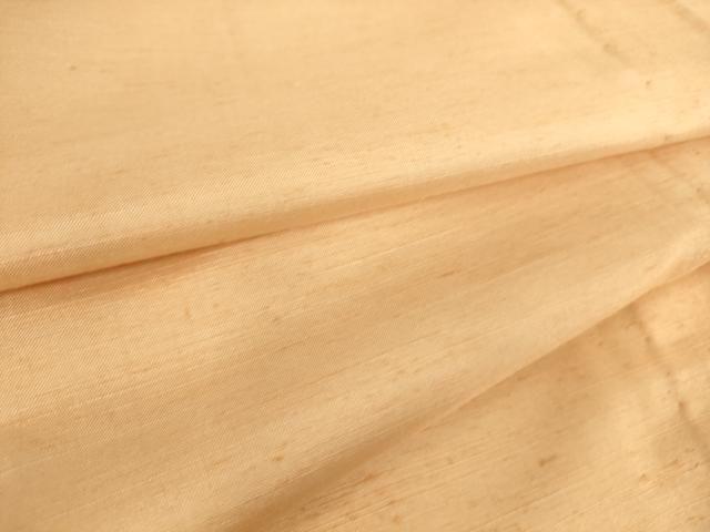平和屋着物▽真綿結城紬 単衣 洒落柿色 反端付き 正絹 逸品 DAAQ3606az