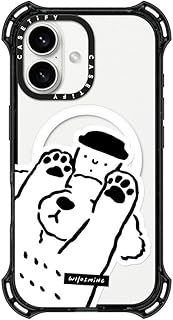 CASETiFY バウンス MagSafe対応 iPhone 16 ケース 耐衝撃性 | 6.5mからの落下試験をクリア MIL規格6倍相当 | ワイヤレス充電およびMagsafe対応 - Dog Loves Coffee - クリア ブラック