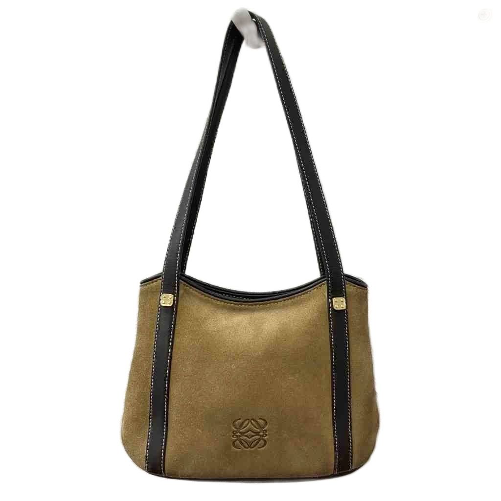 LOEWE ロエベ ボストンバッグ ハンドバッグ アナグラム スエード ベージュ ヴィンテージ ミニボストンバッグ ハンドバッグ アナグラム