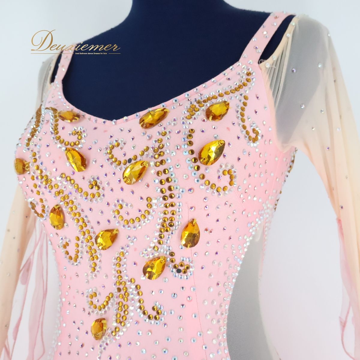 【社交ダンス衣装】ピンク×豪華フロート TAKADANCE ワンピース ドレス セールドレス】ラテンドレス WL0011 ローズピンク 社交ダンス