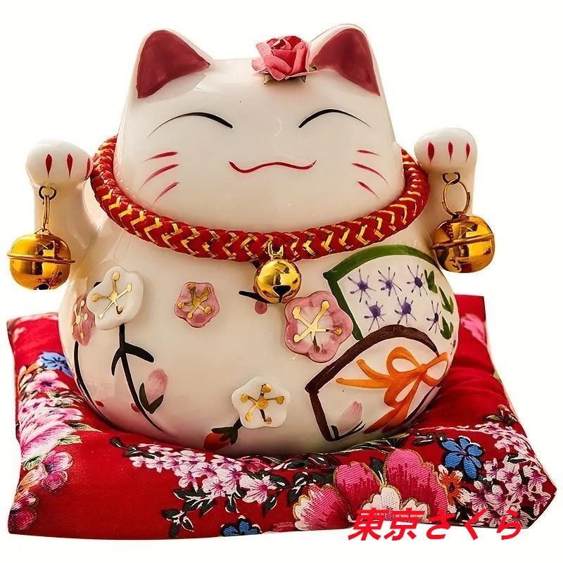 人気商品発売中】招き猫 猫 置物 オブジェ レッド ピンク 貯金箱