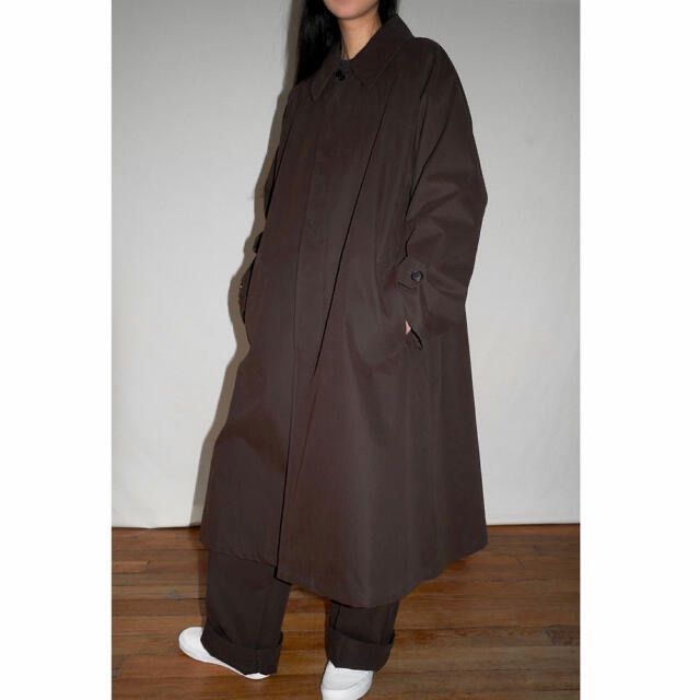 Cristaseya クリスタセヤ OVERSIZED COTTON TRENCH WITH LEATHER PATCH レザーパッチトレンチコート