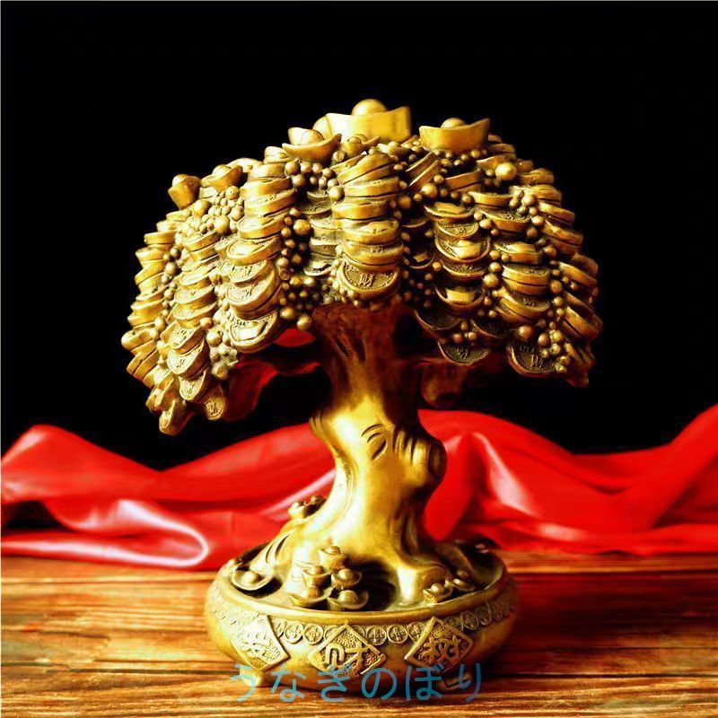 招財樹 純銅の金のなる木の置物