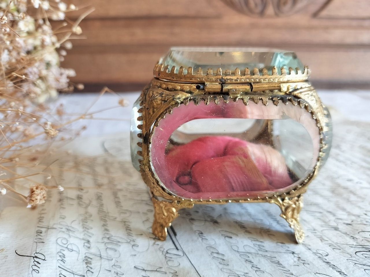 フランス アンティーク クリスタル 5面 ジュエリーケース 1900年 美品 フランス アンティーク クリスタル 5面 ジュエリーケース 1900年 美品