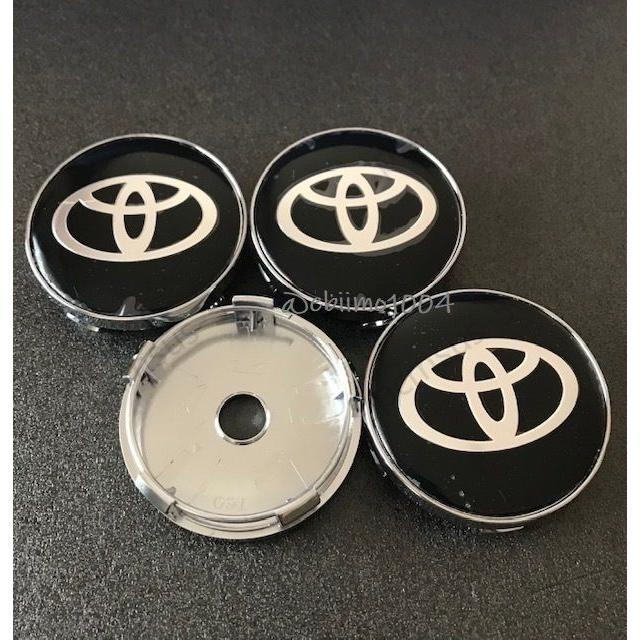 トヨタ ホイールキャップ TOYOTAロゴ エンブレム センターハブキャップバッジ 黒ブラック 60mm 4個セット