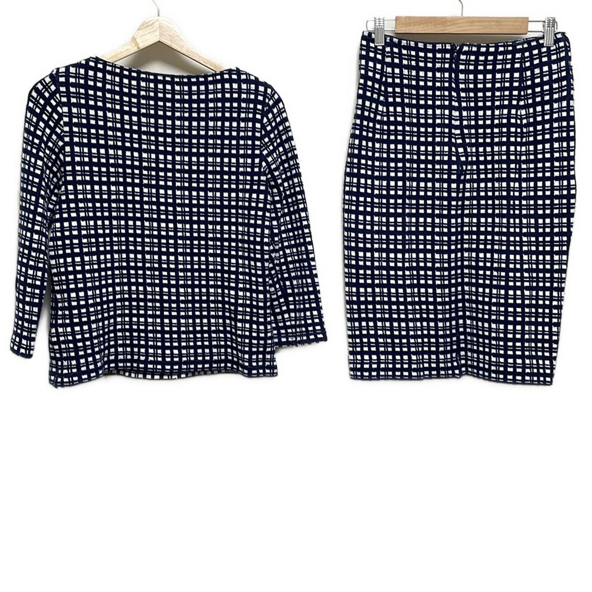 theory luxe セオリーリュクス スカートセットアップ レディース - ネイビー×白 チェック柄