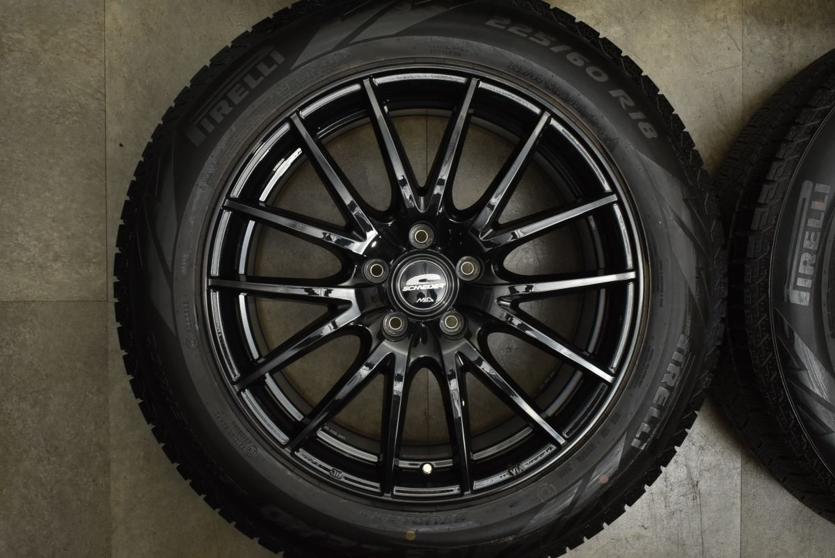 【爆安セール】 程度良好品 シュナイダー 18in 8J 42 PCD114.3 ピレリ アイスゼロ アシンメトリコ 225|60R18 エクストレイル CX-8 XC5 アウトバック バラ売り不可