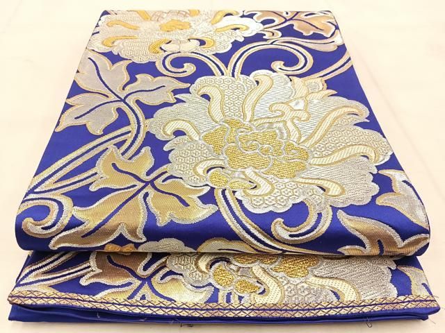 ご確認用✨服部織物✨白鳥緞子✨六通袋帯 平和屋着物◎西陣 服部織物謹製 六通柄袋帯 唐織 白鳥緞子 更紗花唐草