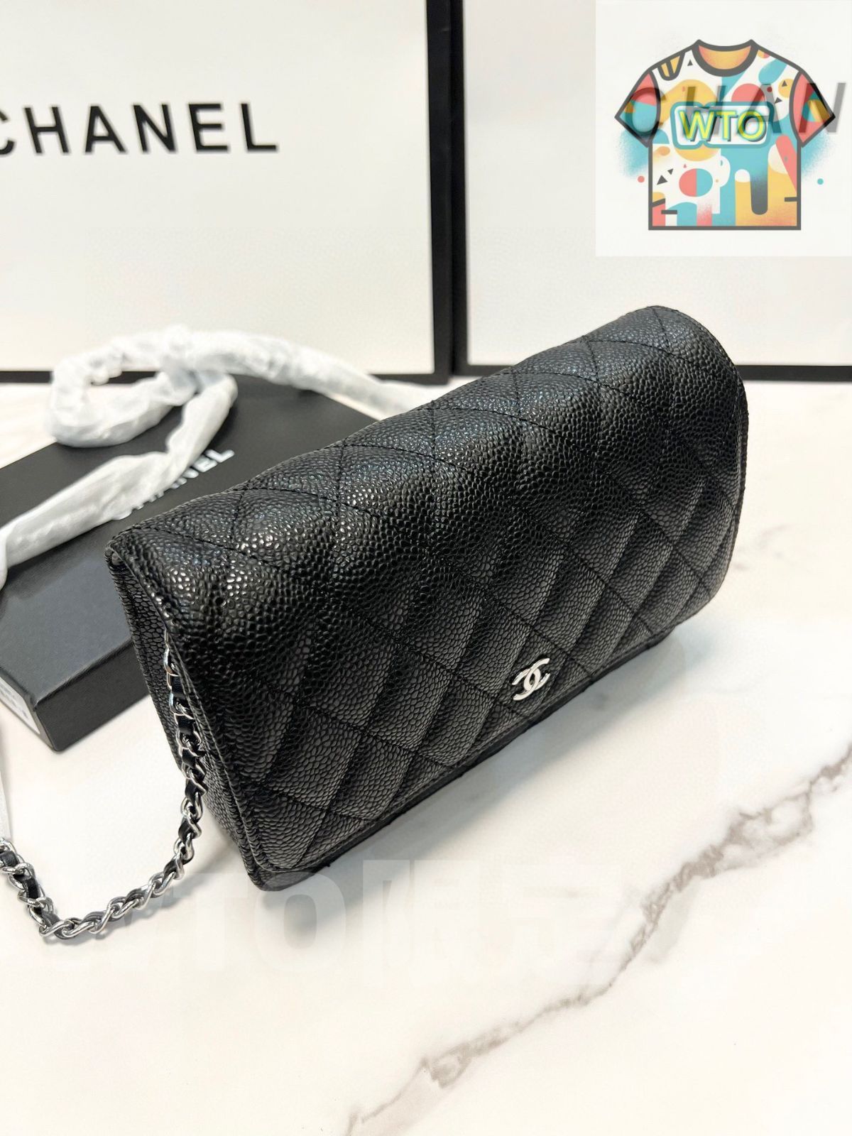 今日WTO】Chanel 香奈儿 黒色 ワンウェイクロスボックス