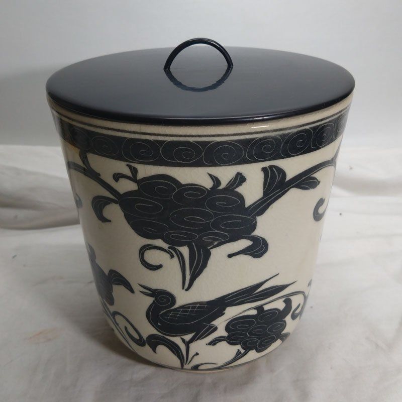 中古○ 豊田嘉隆造？ 水指 ○ 陶楽 茶道具 安南 絵高麗 共箱付き