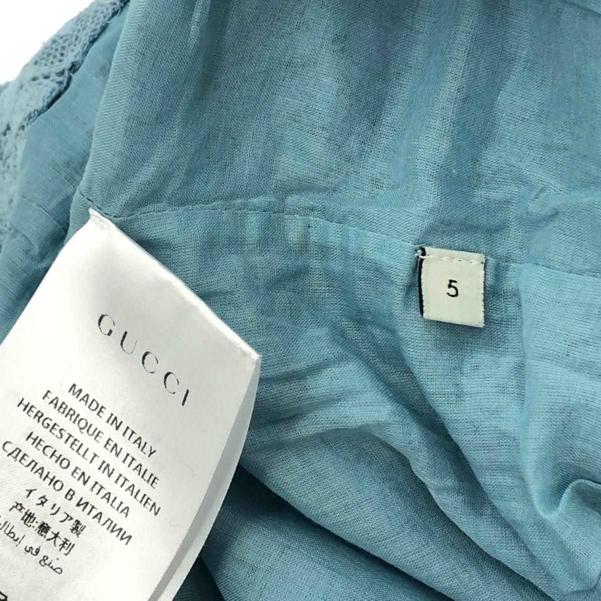 GUCCI グッチ ビジューリボン フリル 刺繍 花柄レースドレス