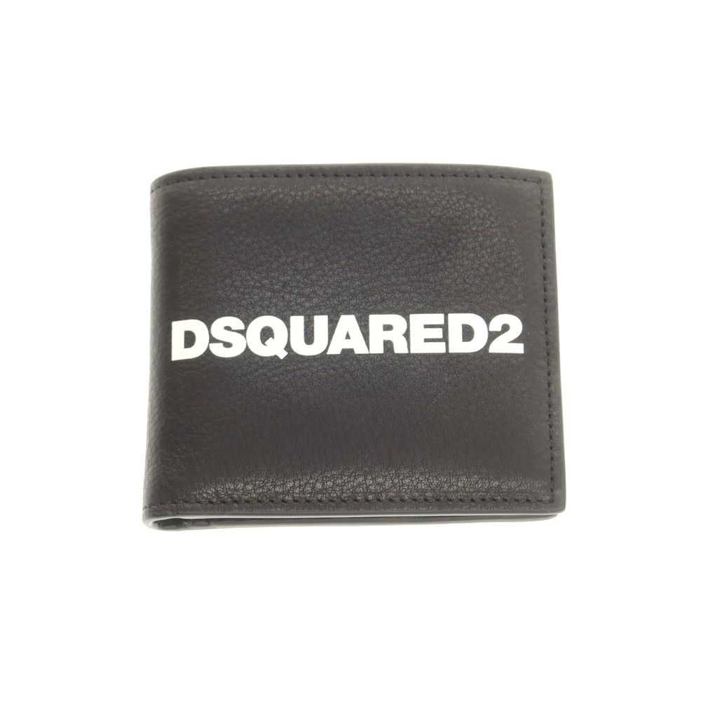 ディースクエアード DSQUARED2 レザー ロゴ 二つ折り財布 ブラック メンズ