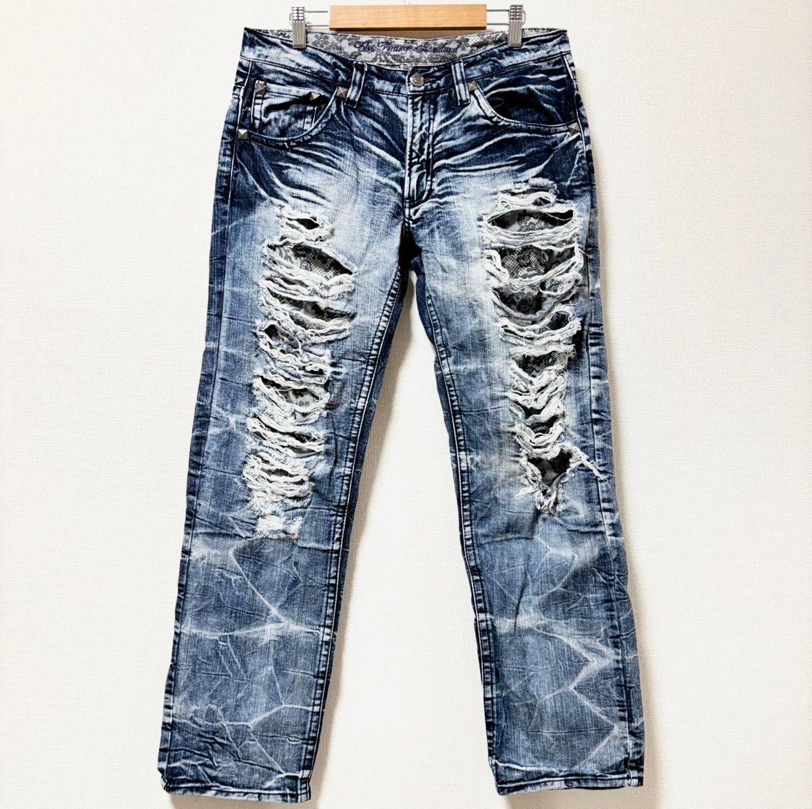 美品✨ジバンシィ ダメージデニム レザーパネル デストロイ加工 ヴィンテージ風 美品✨ジバンシィ ダメージデニム レザーパネル デストロイ加工