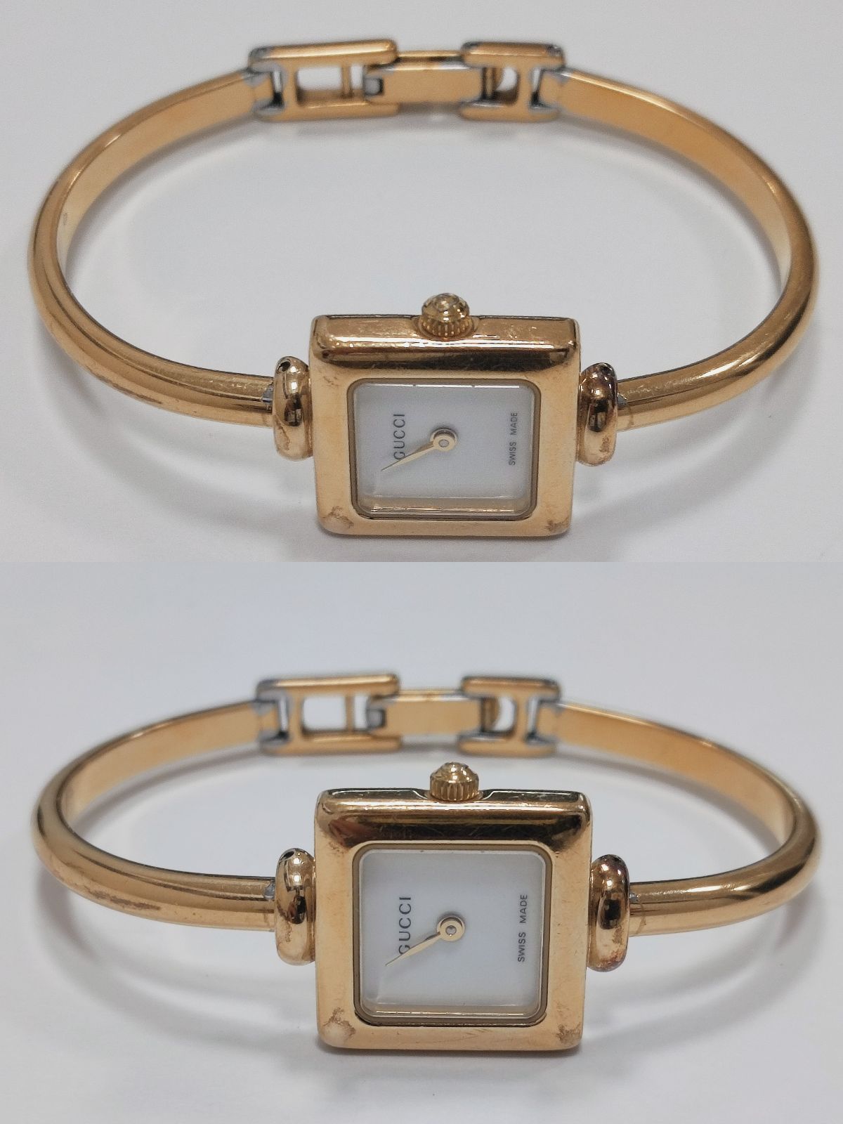 GUCCI 1900L 腕時計　ゴールド　バングルタイプ［電池交換済み］ GUCCI レディース バングルウォッチ 1900L 電池交換済/稼働品