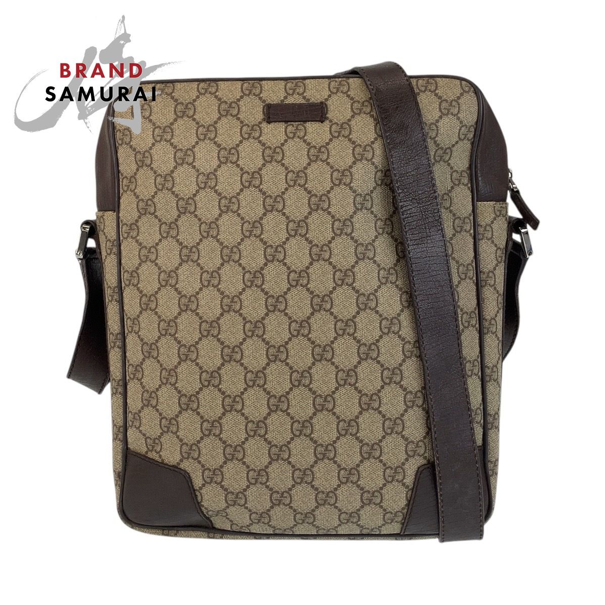 美品 GUCCI グッチ シェリーライン ブラウン GGスプリームキャンバス 145889 ショルダーバッグ メッセンジャーバッグ メンズ 411221【中古】