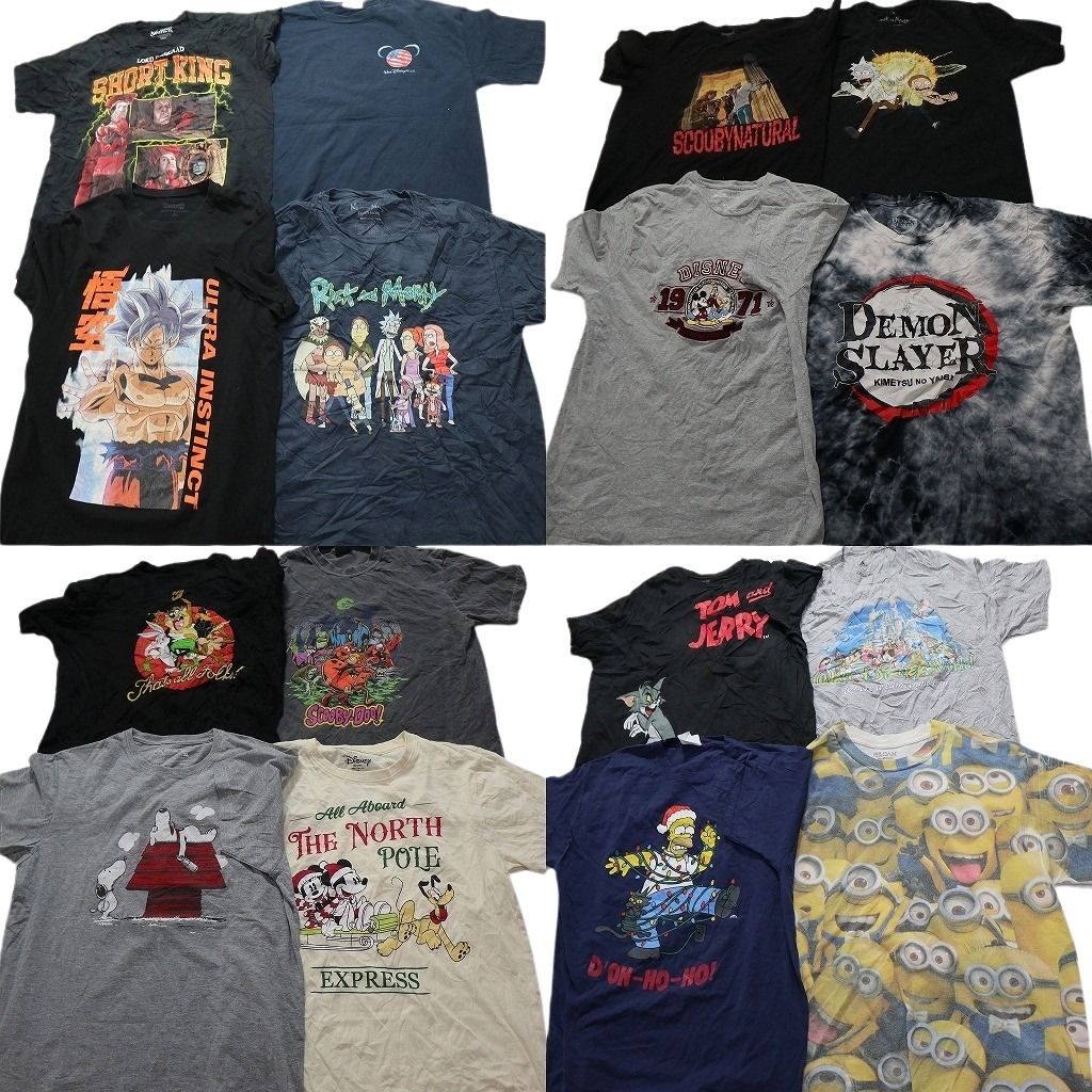 古着卸 まとめ売り キャラクター 半袖Tシャツ 16枚セット メンズ M |L ドラゴンボール トムとジェリー ディズニー 古着 NC3869