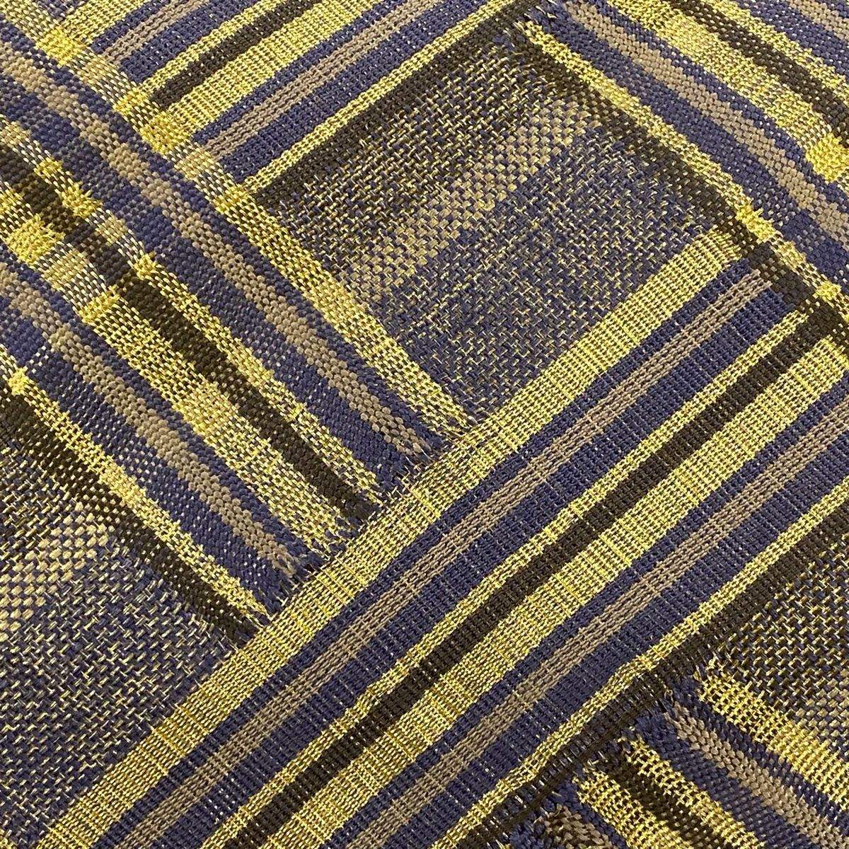 袋帯 名品 斜縞 幾何学模様 金糸 灰紫 お太鼓柄 正絹