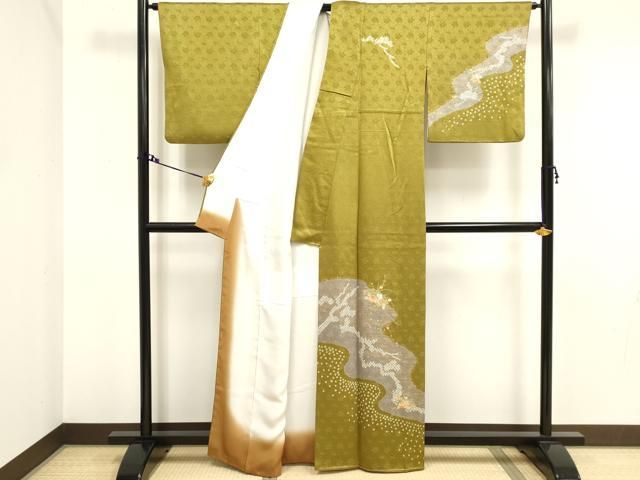 平和屋着物□訪問着 絞り 花間道 銀彩 正絹 逸品 AAAU5814jd 平和