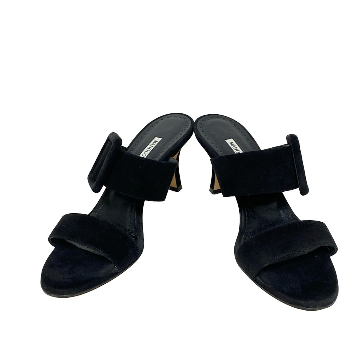 Manolo Blahnik ブラックミュール38 MANOLO BLAHNIK(マノロブラニク) ミュール 38 レディース - 黒