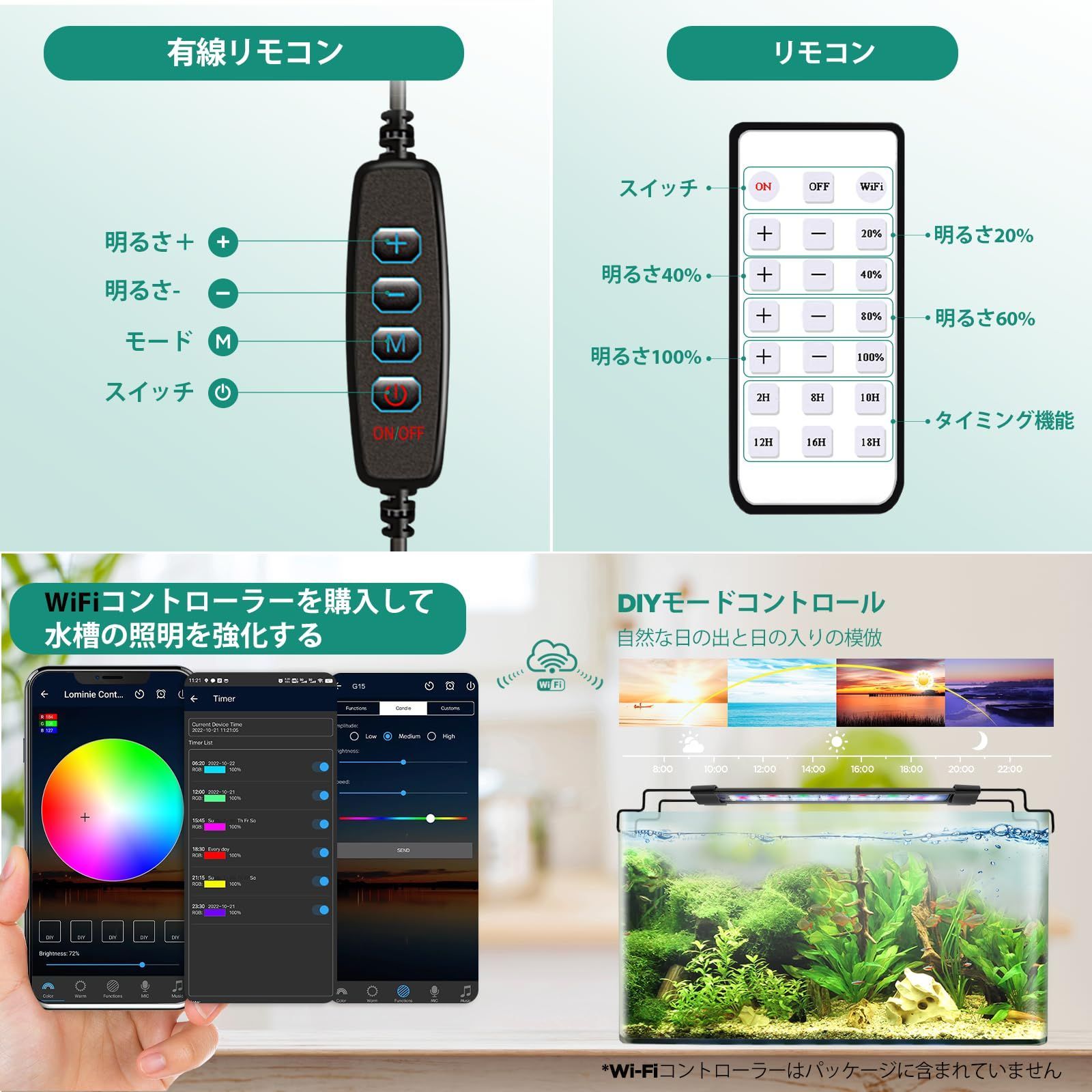 数量限定】89-115CM ライト 2つモード 57W水槽 4つの光チャネルタイマーが搭載 熱帯魚ライト IP67防水水槽用 照明 LED led  アクアリウム 水生植物、熱帯魚、藻類、観賞魚、養殖 水槽ライト (G50 Lominie 57W/87CM/淡 - メルカリ