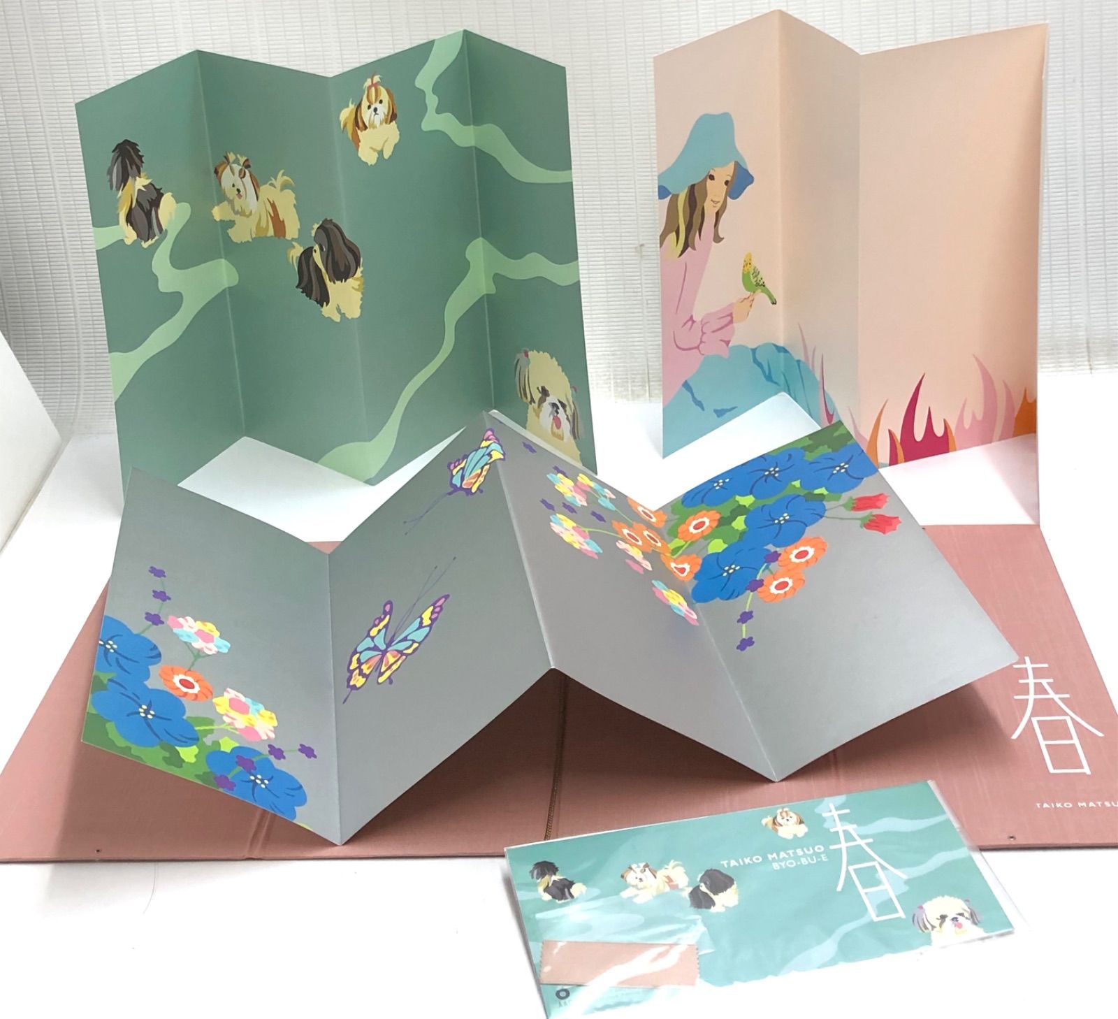 松尾たいこ BYO-BU E 屏風絵 アート作品 春＆冬セット 18705202 配送