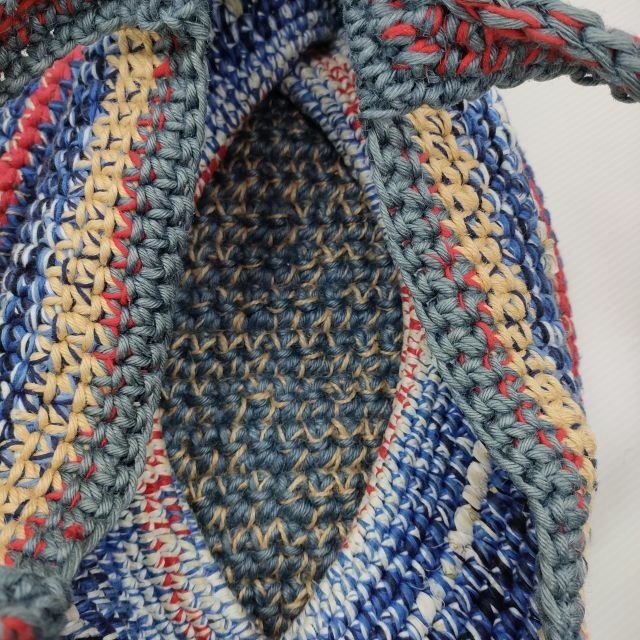 DANIELA GREGIS 裂き編み クロッシェ トートバッグ ブルー グレー