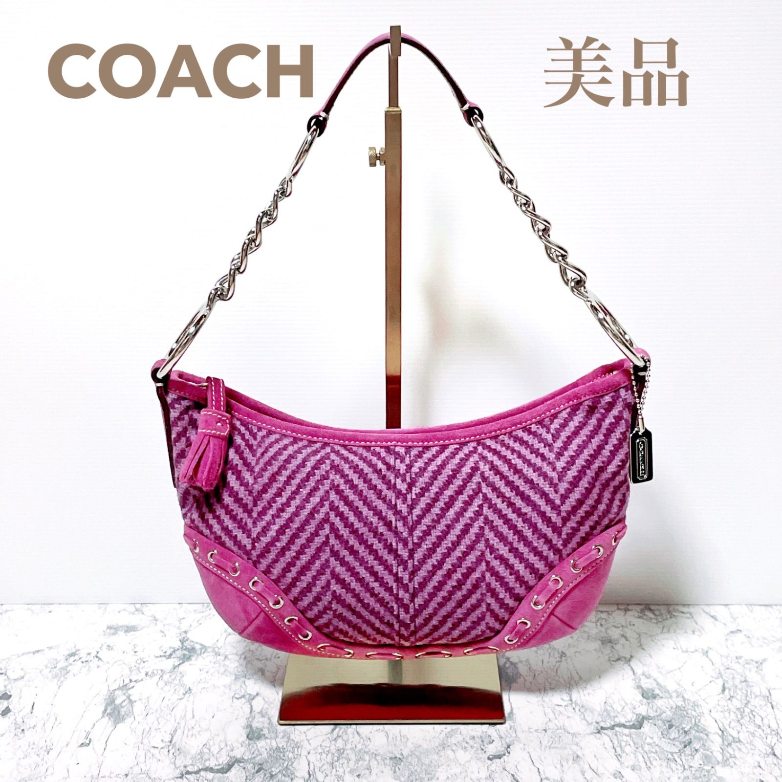 週末限定クーポンで10%オフ！極美品！COACH コーチ ツイード スエード 