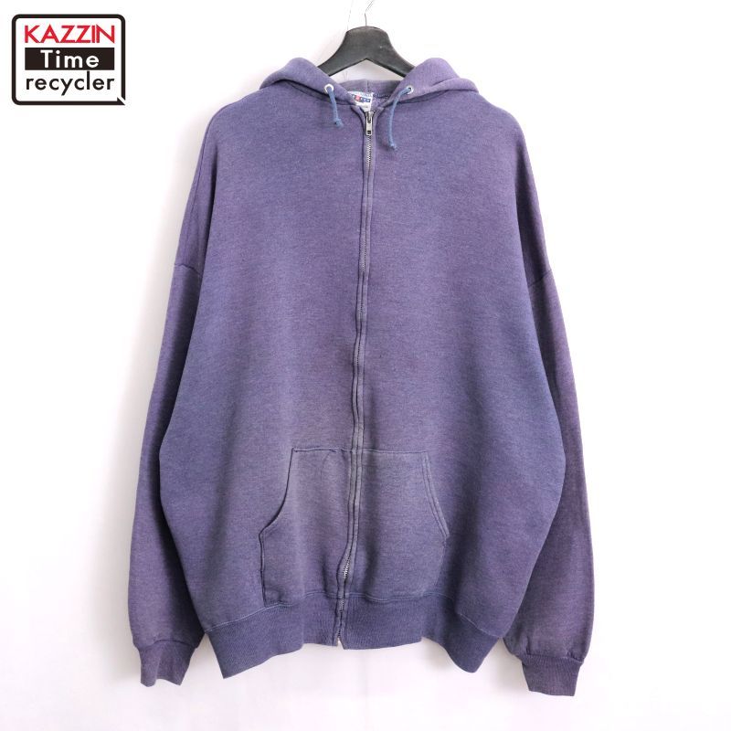 【美品】90s JERZEES ブラック フルジップ パーカー L 古着 90s USA製 Jerzees 無地 プレーン セットイン スウェット