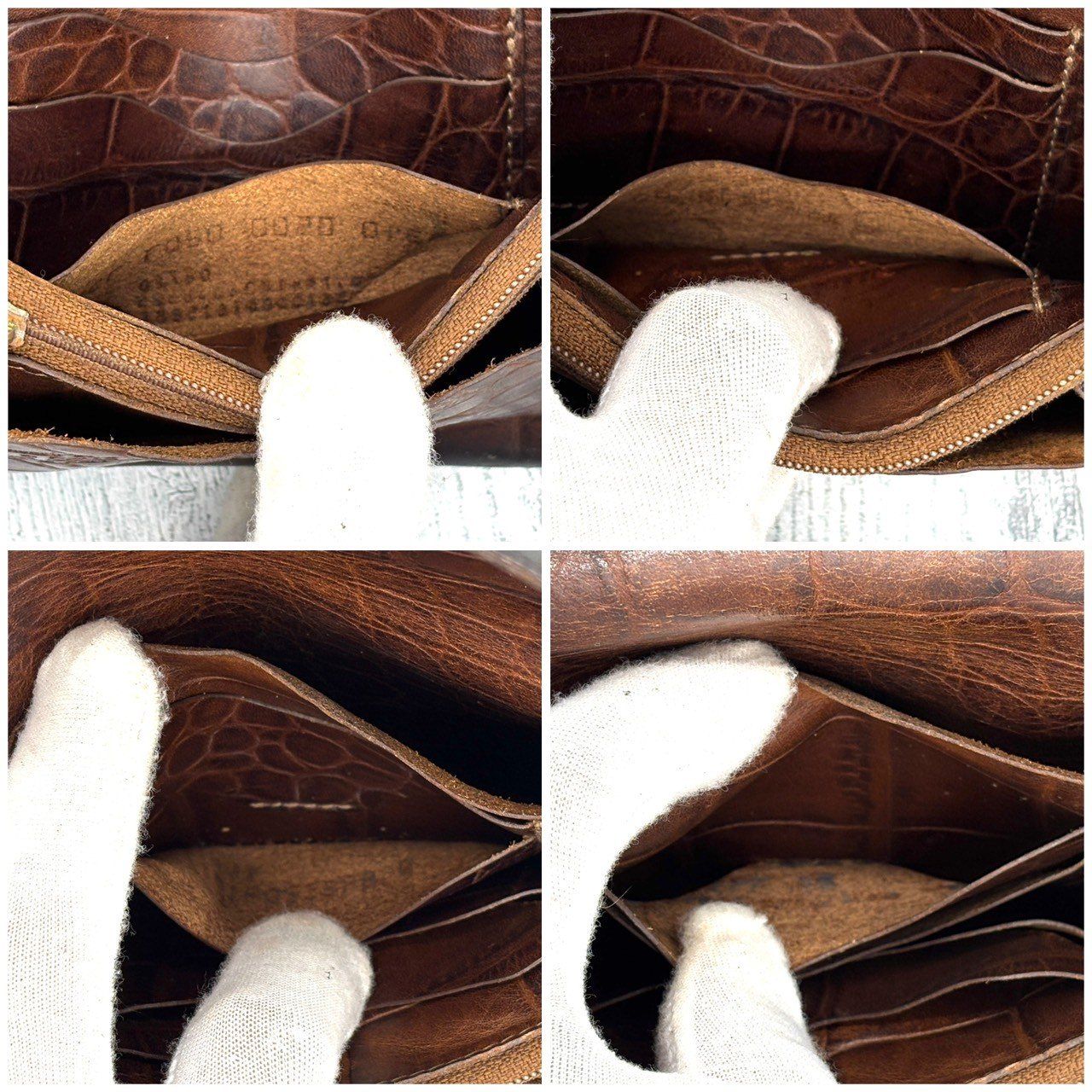 未使用IL BISONTEレザー二つ折り財布クロコ型押し　ボルドー IL BISONTE イルビゾンテ 財布 2つ折りスクエアウォレット