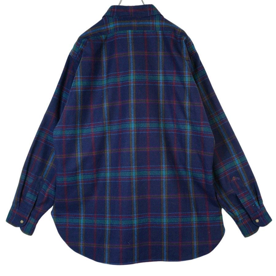 70sUSA製ペンドルトンPendletonウールシャツチェック紺ネイビー
