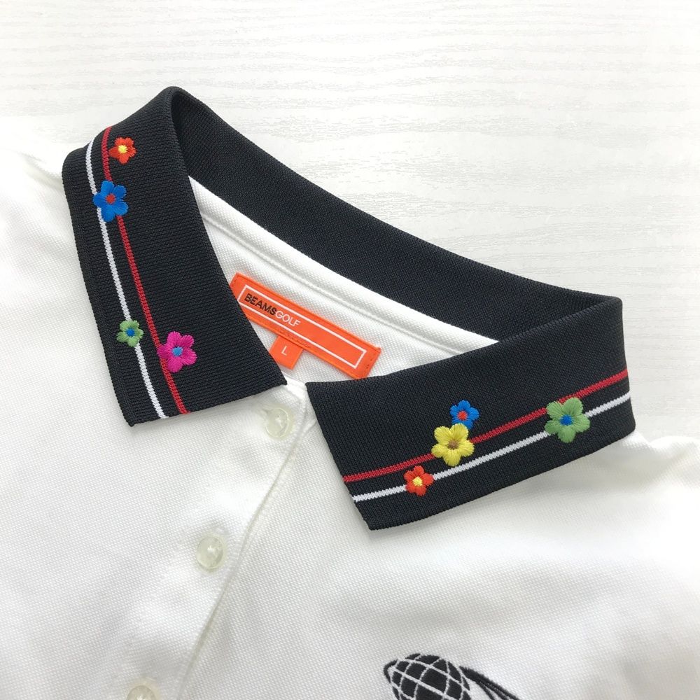 サイズ：L BEAMS GOLF ビームスゴルフ  半袖ポロシャツ  ホワイト系 [240101501140] ゴルフウェア レディース ストスト サイズ：L BEAMS GOLF ビームスゴルフ 半袖ポロシャツ ホワイト