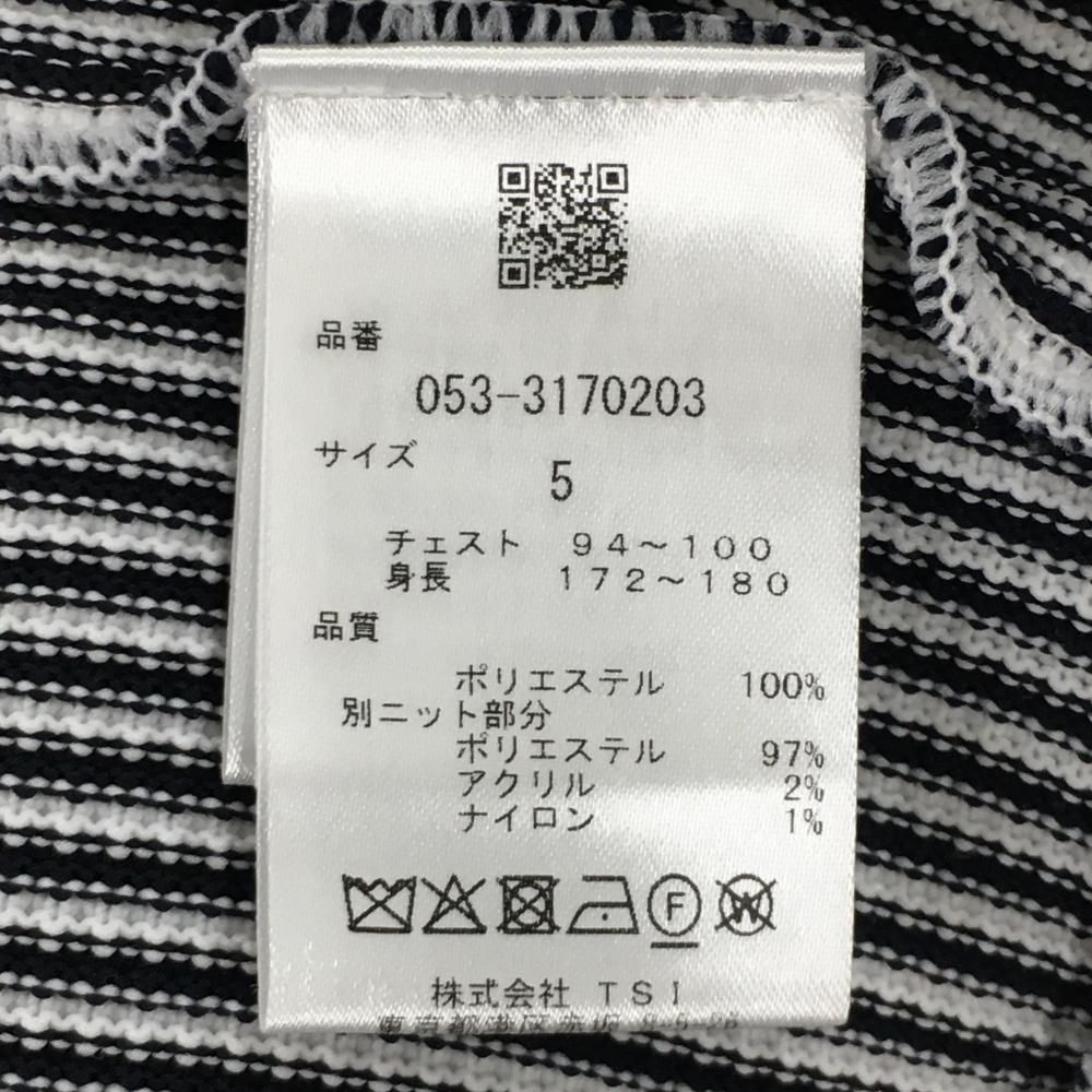 超美品】パーリーゲイツ セーター 白×黒 ストライプ 背面ロゴ ニット