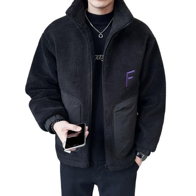 秋冬 コーデ メンズ  服 シンプル ファッション オシャレ 大人 かっこいい 大きいサイズ ストリート 紳士服 ラム ダウン ジャケット アウター スタンドカラー 暖かい