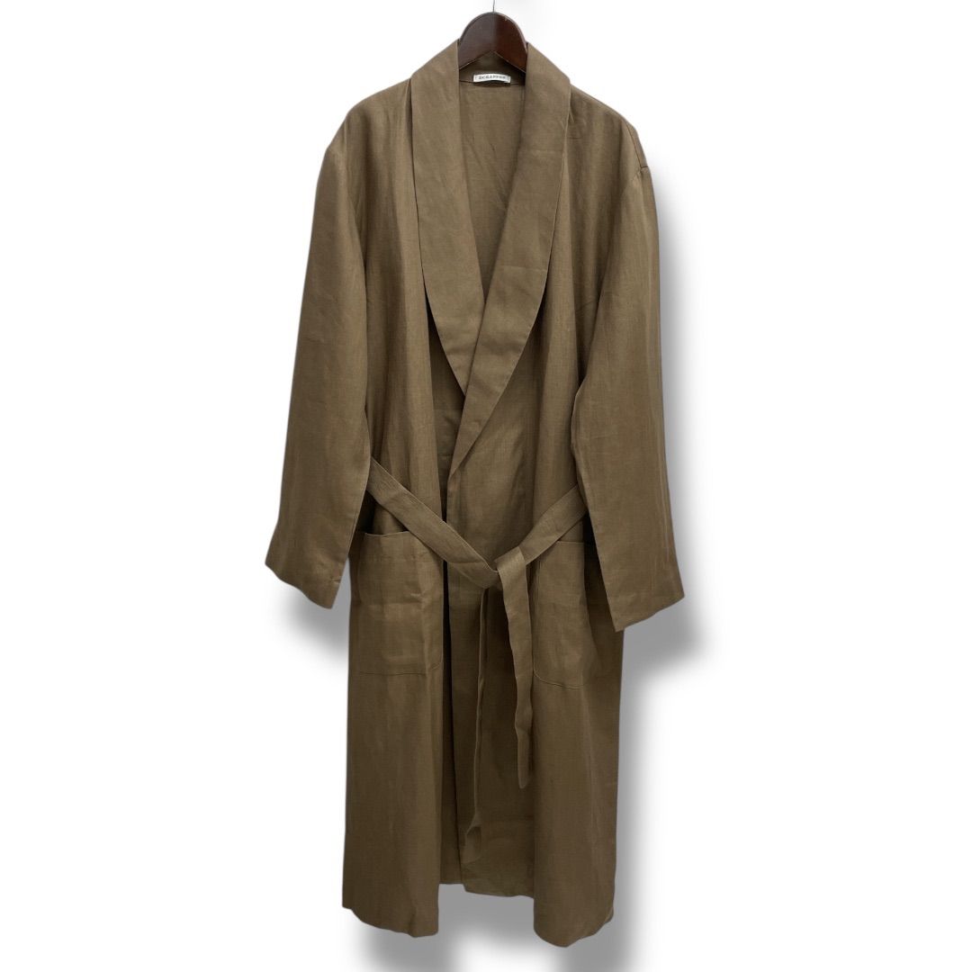 ECHAPPER エシャペ CMEBBW0001 Raw smooth linen robe ショールカラー ベルト付 リネンローブ 麻 リネン バスローブ ガウン ブラウン 茶 サイズXS メンズ 夏 No.651Y