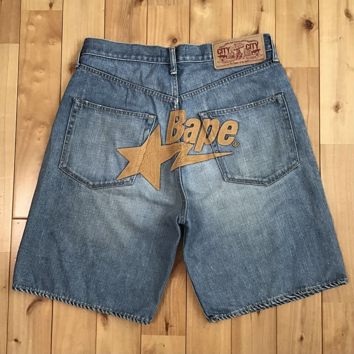 a bathing ape】bape sta ペイント デニム ショートパンツ ハーフ