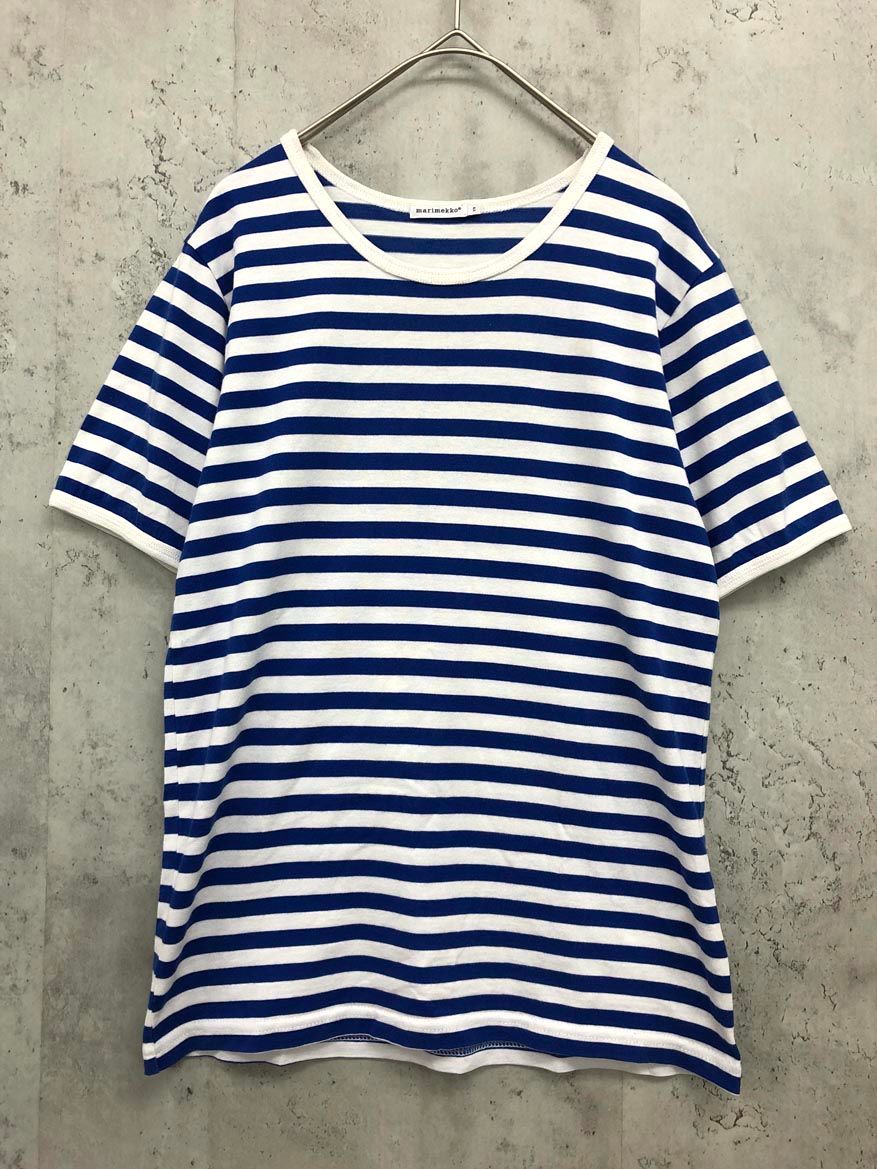 marimekko マリメッコ Tシャツ ボーダー XL marimekko マリメッコ 半袖 ボーダー Tシャツ sizeXS/白/ブルー