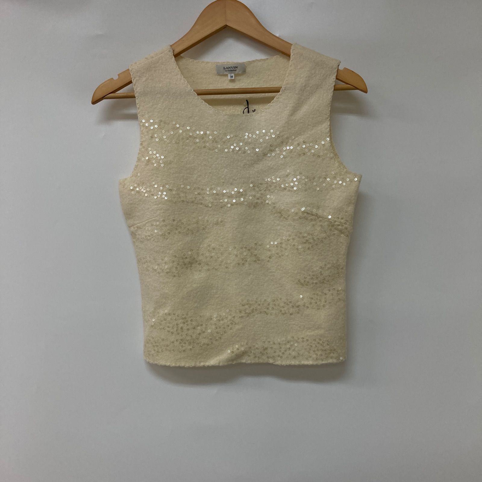 LANVIN ランバン トップス ノースリーブ スパンコール ホワイト レディース CT 2182
