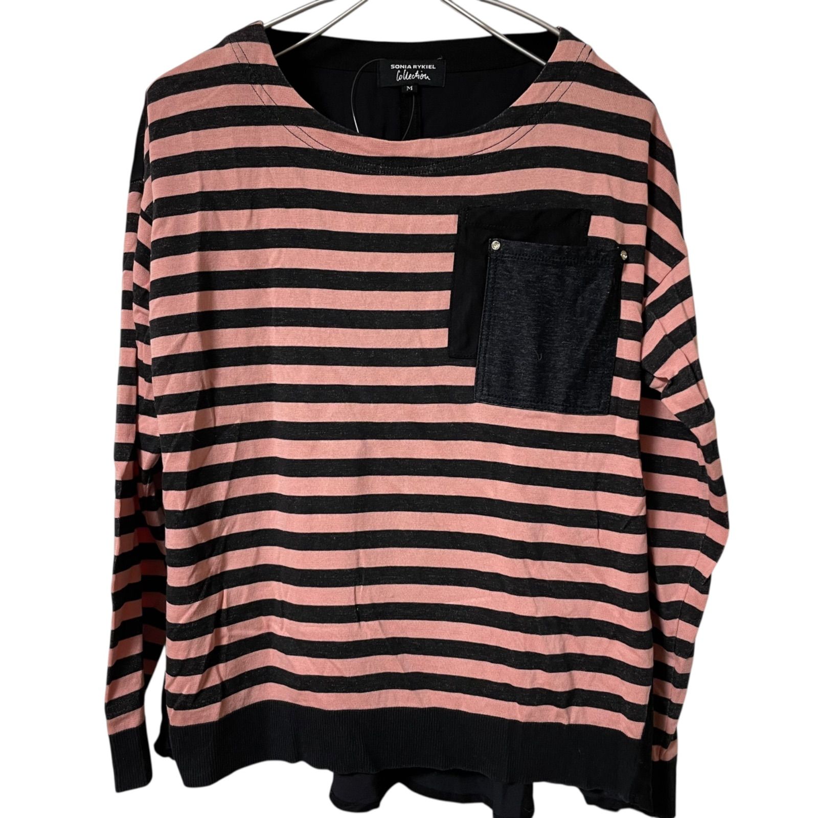 M）新品 SONIA SONIARYKIEL ボーダー 七分袖 マリンジャケット z1380【美品】SONIA RYKIEL COLLECTION 長袖カットソー ボーダー