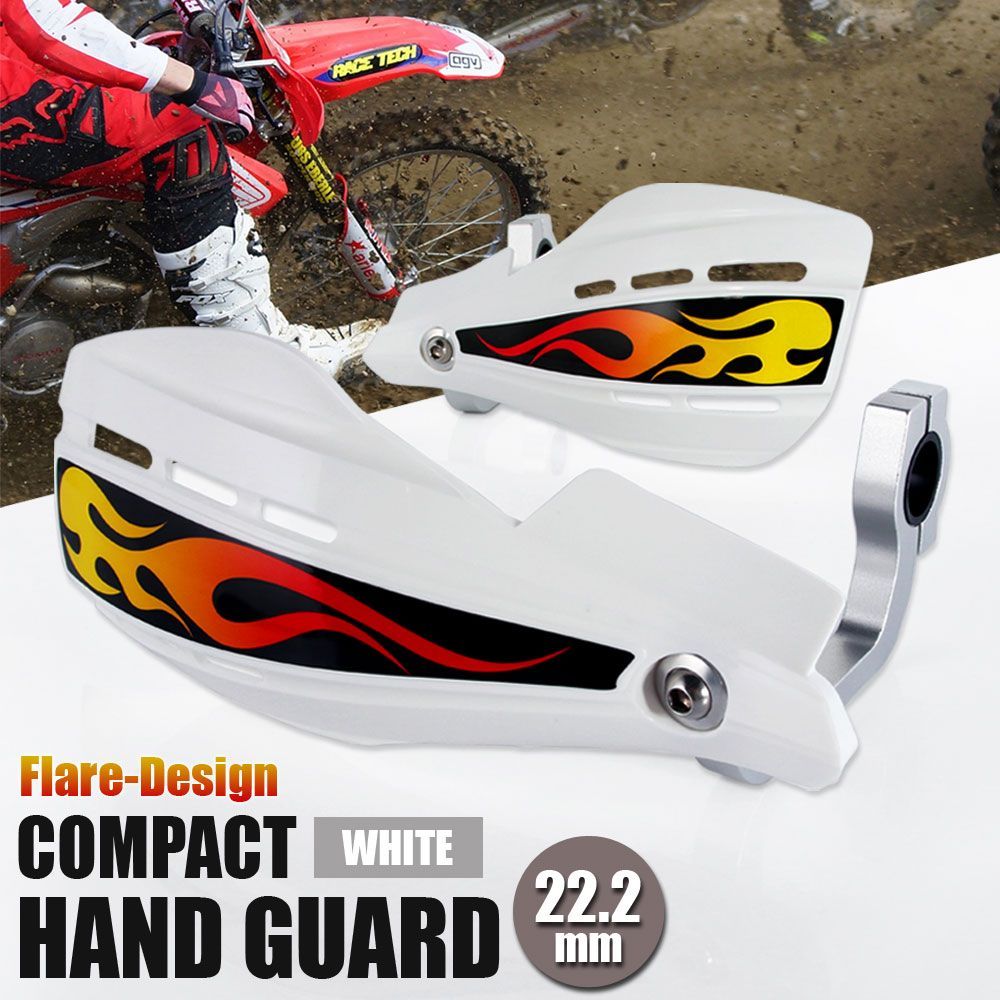 コンパクト ハンドガード 22.2mm 22パイ ホワイト 白 ナックルガード ブッシュガード オフロード フレア 汎用 カスタム パーツ バイク オートバイ 左右セット