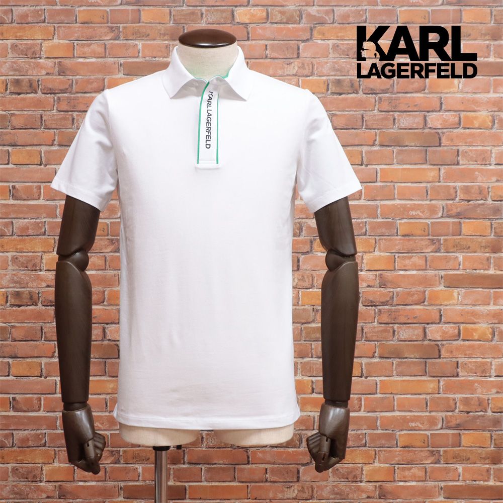 24SS|KARL LAGERFELD|Sサイズ|半袖ポロシャツ 745017 542221 抜群の伸縮性 前立てロゴ カール ラガーフェルド |白|ホワイト|kg184|