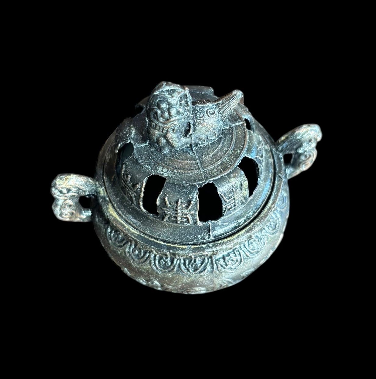 獅子 香炉 三足 狛犬 金属製 香道具 美術品 インテリア 置物