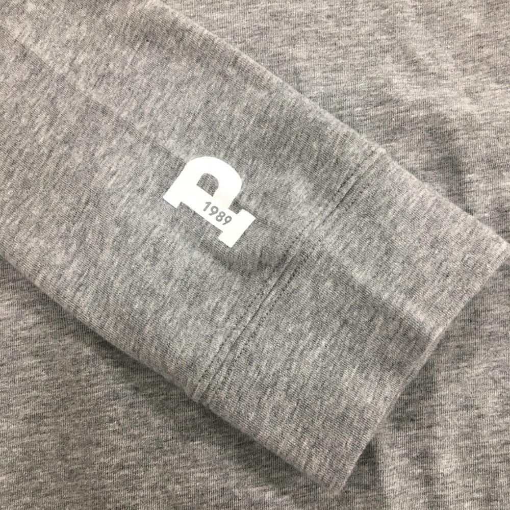 美品】パーリーゲイツ 長袖ハイネックシャツ 杢グレー 背面プリント