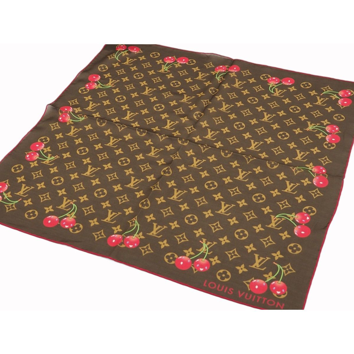 louis vuitton 村上隆 カレ55・モノグラム・チェリー スカーフ
