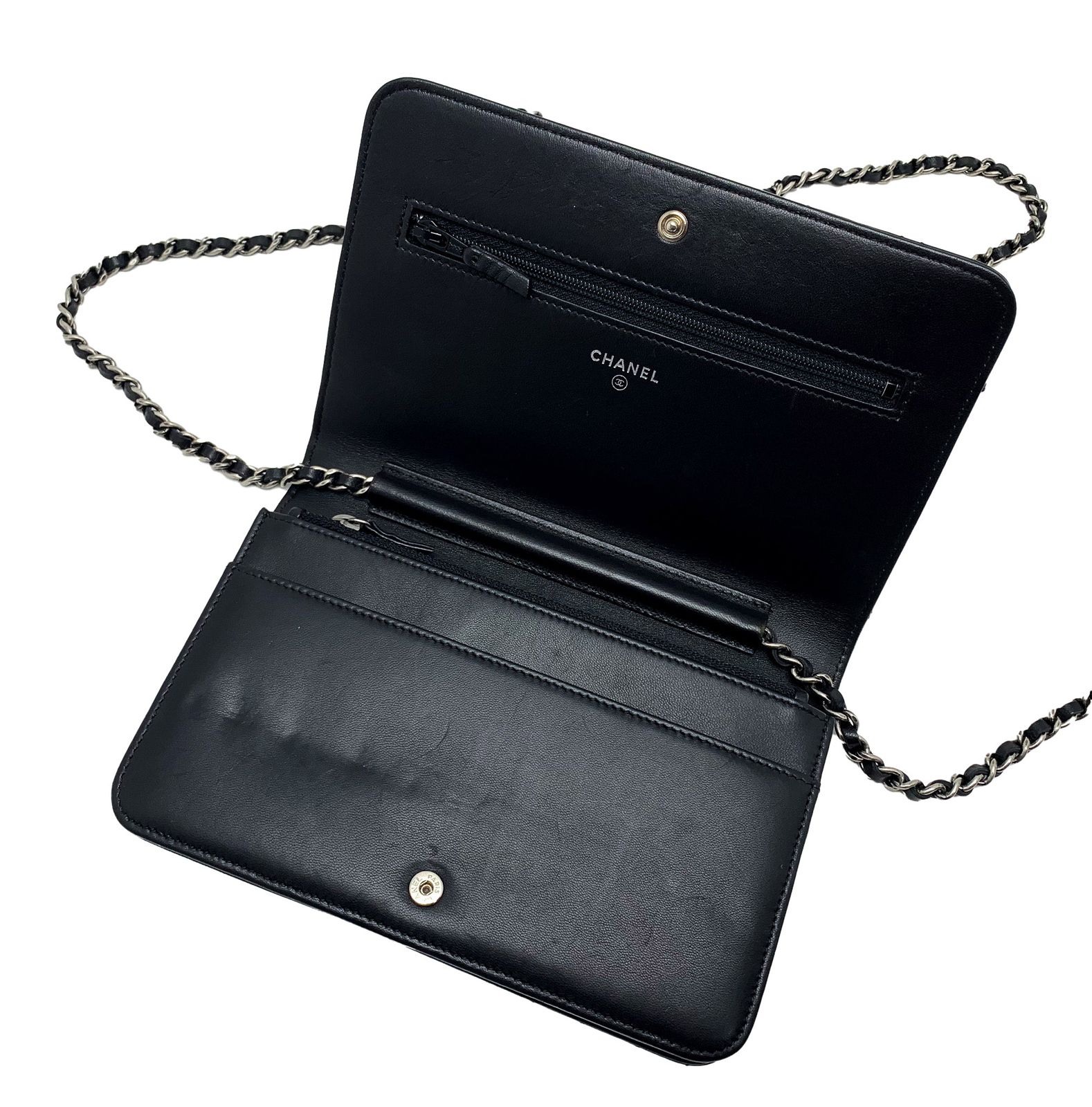 CHANEL シャネル ボーイシャネル ラムスキン チェーンウォレット 