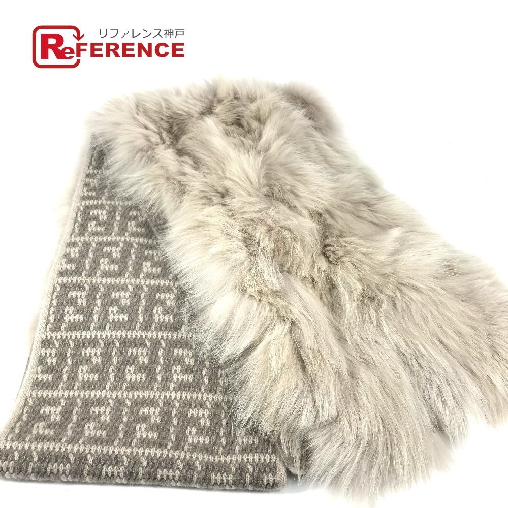 FENDI フェンディ マフラー ファー ズッカ ロゴ FNG580 カシミヤ ベージュ