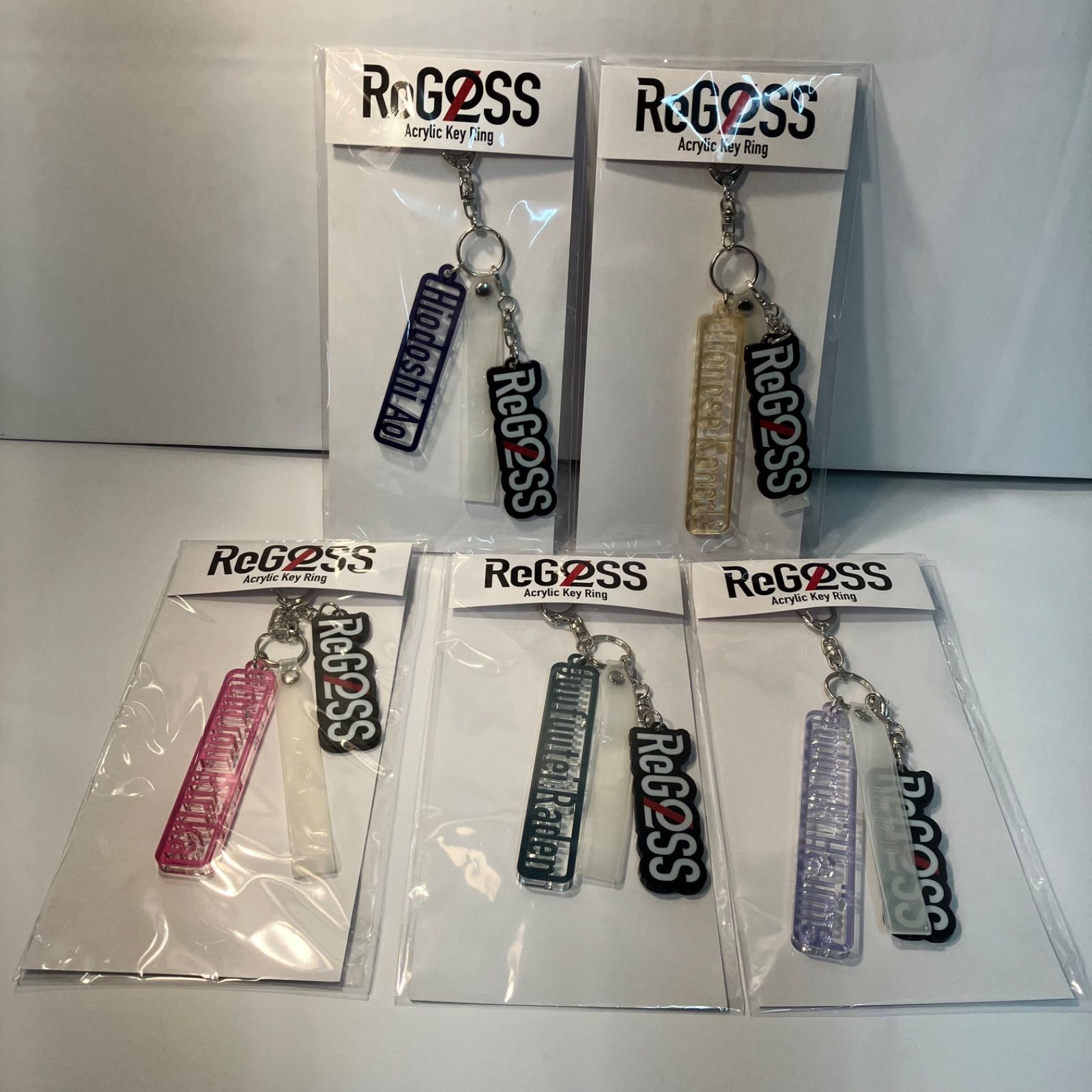 瀬戸店 ReGLOSS リグロス デビュー記念 ネームキーホルダー５個セット 火威 青 音乃瀬 奏 一条 莉々華 儒烏風亭 らでん 轟 はじめ 718-4073