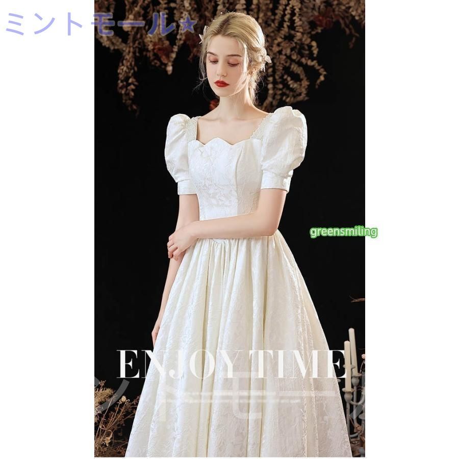 ウェディングドレス ホワイト 白 ロングドレス シンプル 袖あり 背中開き 編み上げ 花嫁 結婚式 披露宴 後撮り フォト婚 NEXPOTALLINN_EU