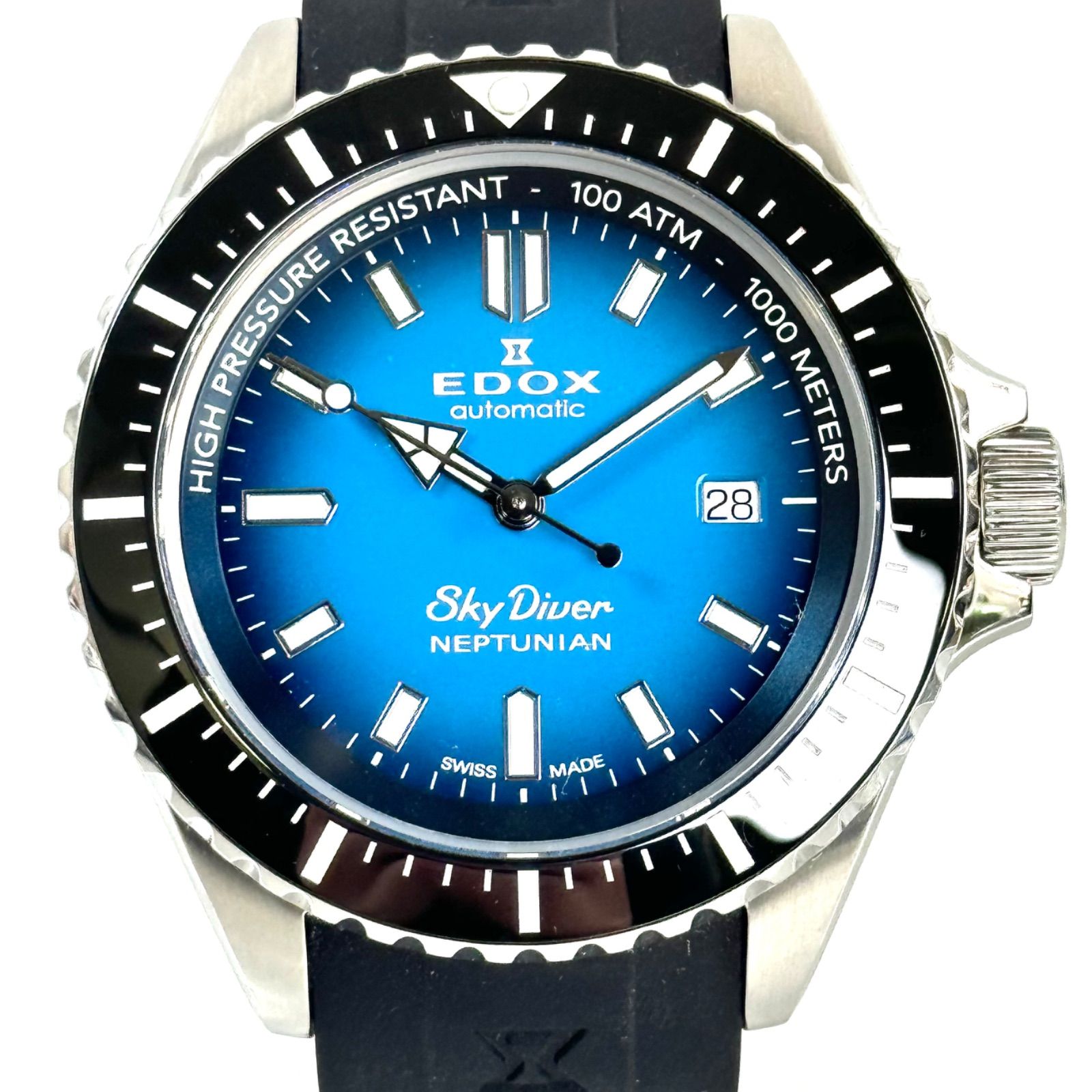 新作入荷!!】 EDOX クォーツ 腕時計 アナログ ラバー ブルー ブラック