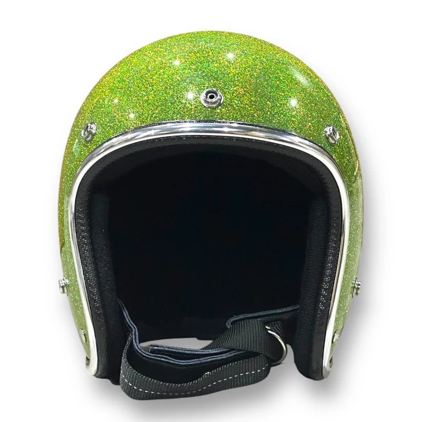 グリーンラメ ジェットヘルメット GLITTER 3/4 HELMET GREEN 緑 グリーン グリッターヘルメット
