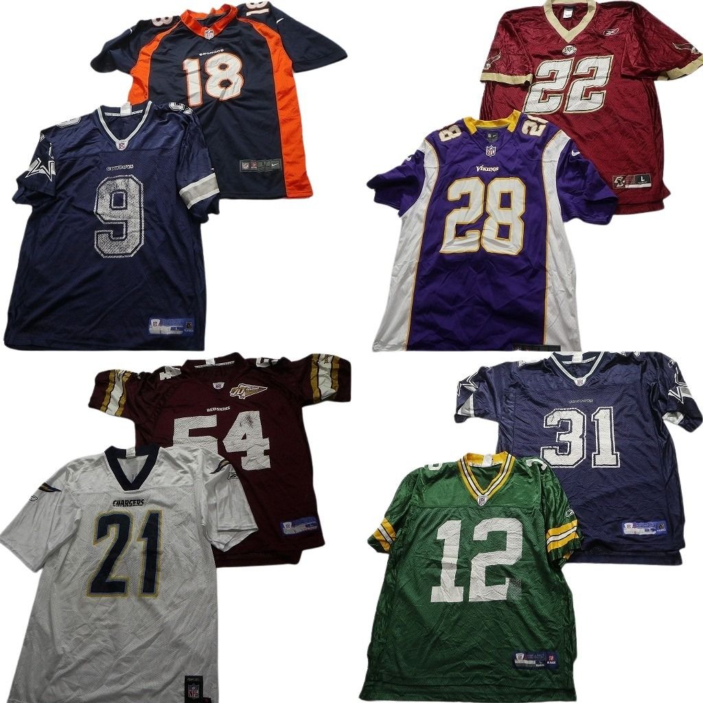 古着卸 NFL ゲームシャツ ユニフォーム 8枚セット メンズ Ｌ パッカーズ カウボーイズ ブロンコス ナイキ 古着 NA6189